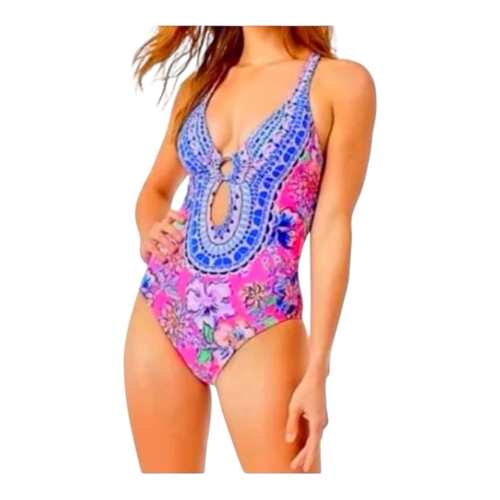 Lilly Pulitzer Ester Swimsuit Sz 12 Last Bud Not Least Pink Isle
